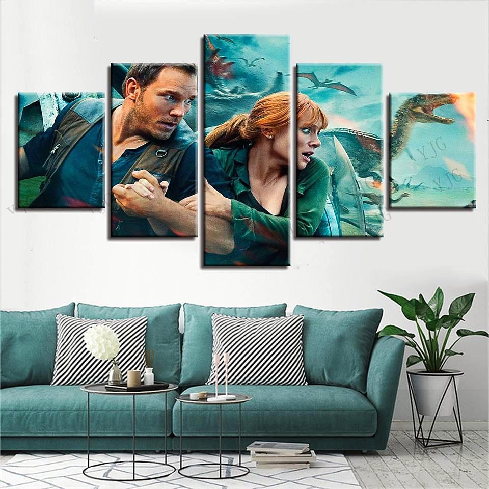 Try Hard Dinosaur World Movie - Jurassic Park 5 Panel Canvas Art Wall Decor Try Hard Dinosaur World Movie - Jurassic Park 5 Panel Canvas Art Wall Decor