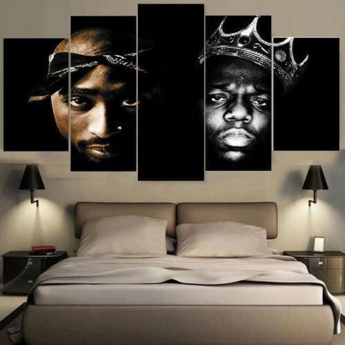 Tupac Shakur And Biggie Small Celebrity - 5 Panel Canvas Art Wall Decor Tupac Shakur And Biggie Small Celebrity - 5 Panel Canvas Art Wall Decor