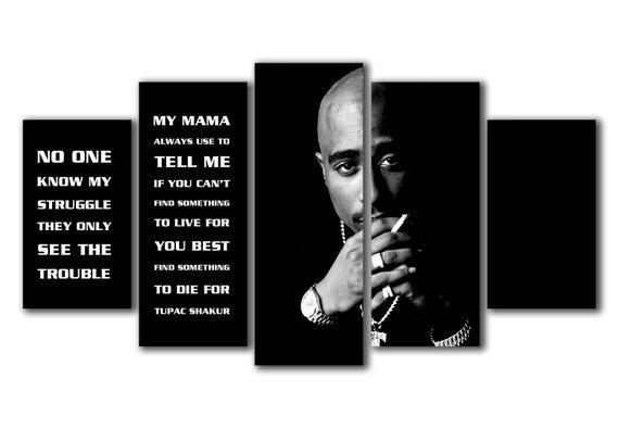 Tupac Shakur Quotes Rapper 2 - Music 5 Panel Canvas Art Wall Decor Tupac Shakur Quotes Rapper 2 - Music 5 Panel Canvas Art Wall Decor