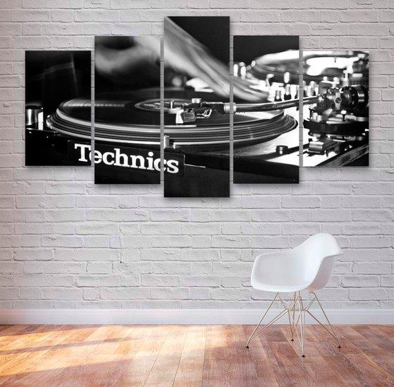 Turntable Record Deck - Music 5 Panel Canvas Art Wall Decor Turntable Record Deck - Music 5 Panel Canvas Art Wall Decor