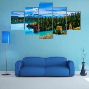 Turquoise Abraham Lake - Nature 5 Panel Canvas Art Wall Decor