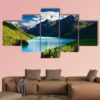 Turquoise Lake Kucherlinskoe In Altai Mountains - Nature 5 Panel Canvas Art Wall Decor