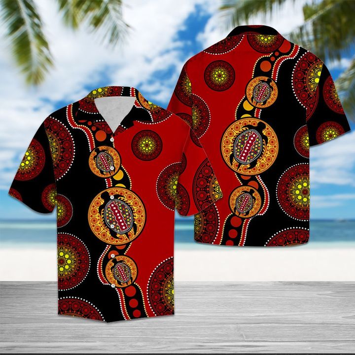 Turtle Turquoise Circles Pattern Hawaiian Shirt Summer Button Up Turtle Turquoise Circles Pattern Hawaiian Shirt Summer Button Up