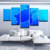 Turtle Under The Sea - Animal 5 Panel Canvas Art Wall Decor