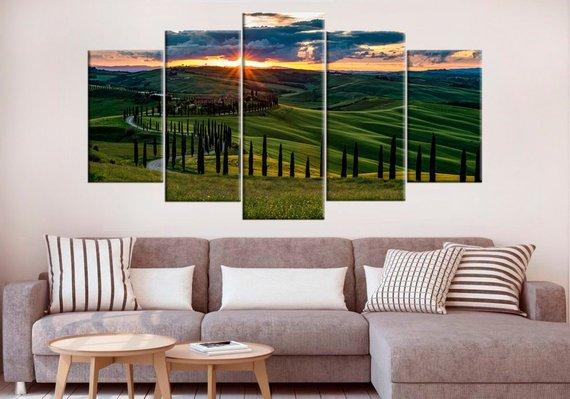 Tuscany Italy Landscape Photography - Nature 5 Panel Canvas Art Wall Decor Tuscany Italy Landscape Photography - Nature 5 Panel Canvas Art Wall Decor