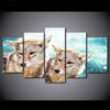 Two Snow Wolf - Anime 5 Panel Canvas Art Wall Decor
