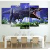 Tyrannosaurus Rex - Jurassic Park 5 Panel Canvas Art Wall Decor