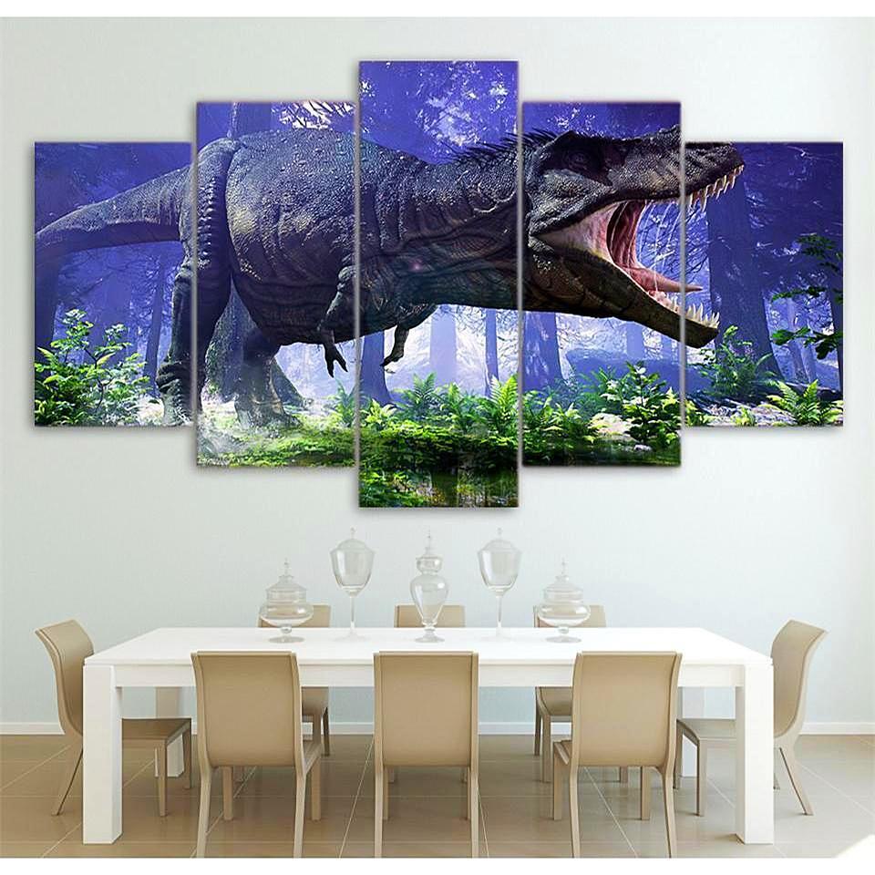 Tyrannosaurus Rex - Jurassic Park 5 Panel Canvas Art Wall Decor Tyrannosaurus Rex - Jurassic Park 5 Panel Canvas Art Wall Decor