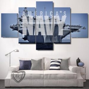U.S. Navy Aircraft Carrier - Automative 5 Panel Canvas Art Wall Decor