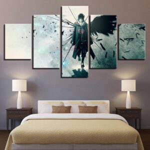 Uchiha Sasuke Naruto 01 - Anime 5 Panel Canvas Art Wall Decor