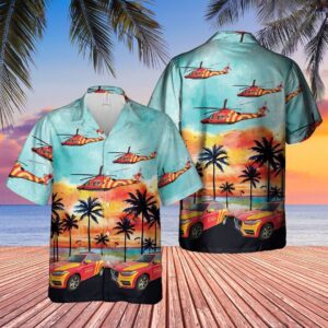 Uk Essex & Herts Air Ambulance Helicopter & Car Hawaiian Shirt