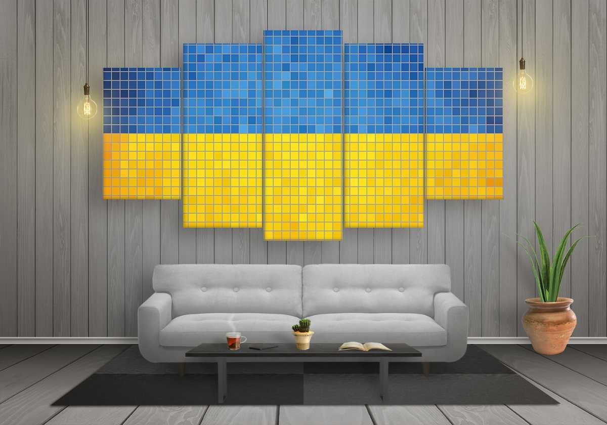 Ukraine Mosaics Flag - Sport 5 Panel Canvas Art Wall Decor Ukraine Mosaics Flag - Sport 5 Panel Canvas Art Wall Decor
