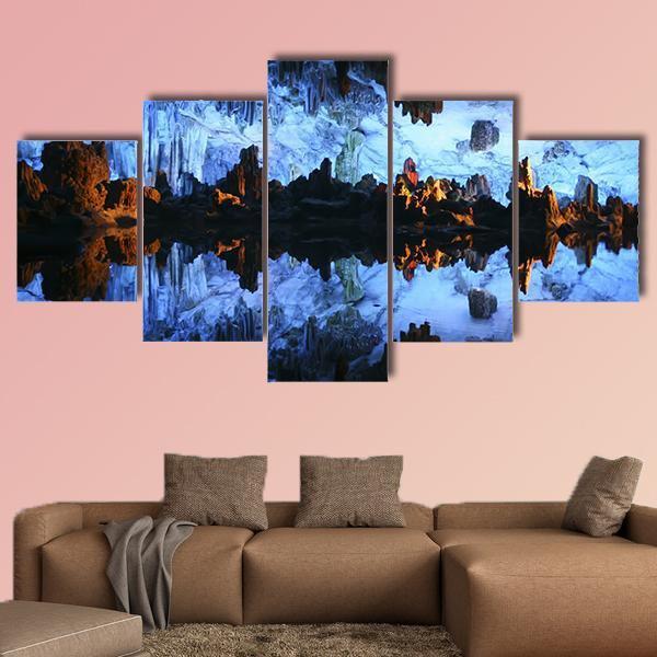 Underground Lake In The Reed Flute Cave In China - Sport 5 Panel Canvas Art Wall Decor Underground Lake In The Reed Flute Cave In China - Sport 5 Panel Canvas Art Wall Decor
