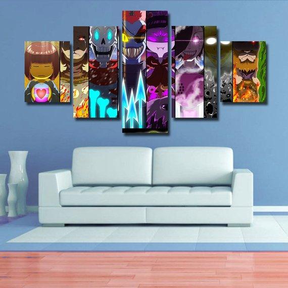 Undertale 02- Gaming 5 Panel Canvas Art Wall Decor Undertale 02- Gaming 5 Panel Canvas Art Wall Decor