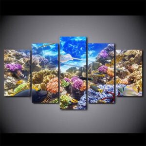 Underwater Beautiful Undersea - Ocean 5 Panel Canvas Art Wall Decor