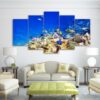 Underwater Corals 01 - Ocean 5 Panel Canvas Art Wall Decor