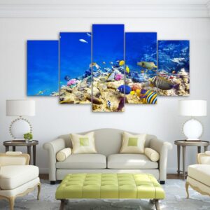 Underwater Corals 01 - Ocean 5 Panel Canvas Art Wall Decor