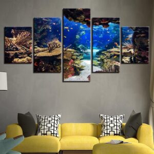 Underwater Fish&Coral Reefs - Nature 5 Panel Canvas Art Wall Decor