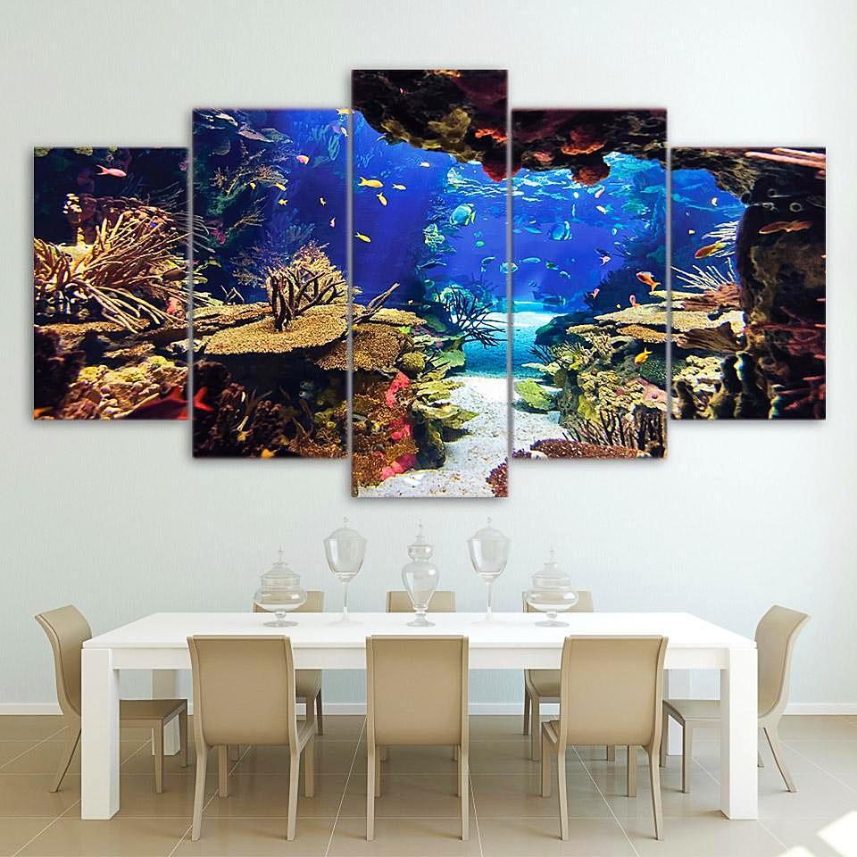 Underwater Sea Fish Coral Reefs - Ocean 5 Panel Canvas Art Wall Decor Underwater Sea Fish Coral Reefs - Ocean 5 Panel Canvas Art Wall Decor
