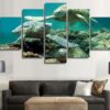 Underwater Sea Turtle - Animal 5 Panel Canvas Art Wall Decor