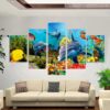 Underwater World - Animal 5 Panel Canvas Art Wall Decor