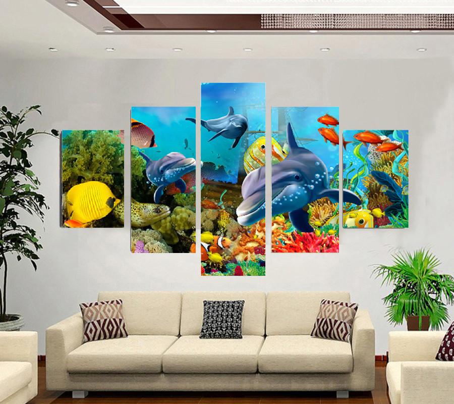 Underwater World - Animal 5 Panel Canvas Art Wall Decor Underwater World - Animal 5 Panel Canvas Art Wall Decor
