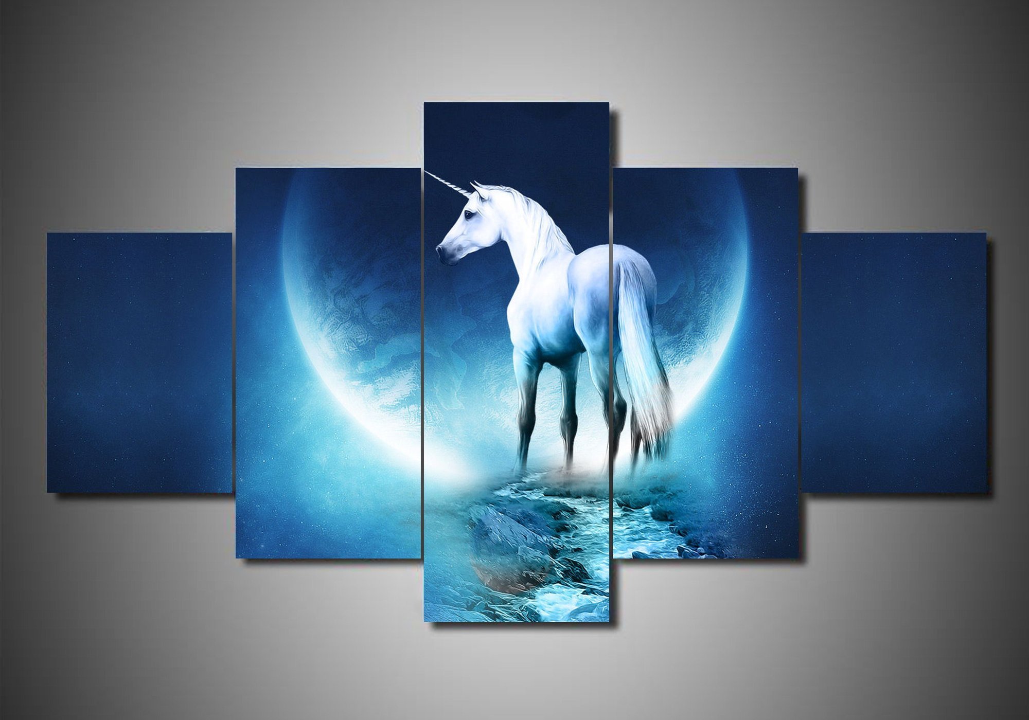 Unicorn 10 - Abstract Animal 5 Panel Canvas Art Wall Decor Unicorn 10 - Abstract Animal 5 Panel Canvas Art Wall Decor