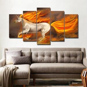 Unicorn Painting Un-010 - Animal 5 Panel Canvas Art Wall Decor