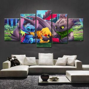 Unicorn Pokemon Witches Feast - No Frame - Cartoon 5 Panel Canvas Art Wall Decor