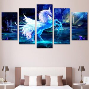 Unicorn Un-007 - Animal 5 Panel Canvas Art Wall Decor