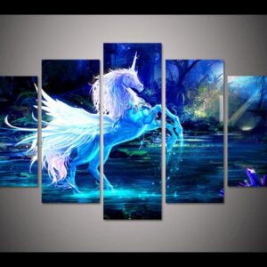 Unicorn - Abstract Animal 5 Panel Canvas Art Wall Decor