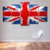 Union Jack Flag - Abstract 5 Panel Canvas Art Wall Decor