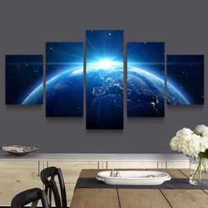 Universe Planet Earth 01 - Space 5 Panel Canvas Art Wall Decor