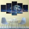 Universe Planet Mountains 01 - Space 5 Panel Canvas Art Wall Decor