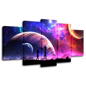 Universe Planet Rick And Morty 10 - Cartoon 5 Panel Canvas Art Wall Decor