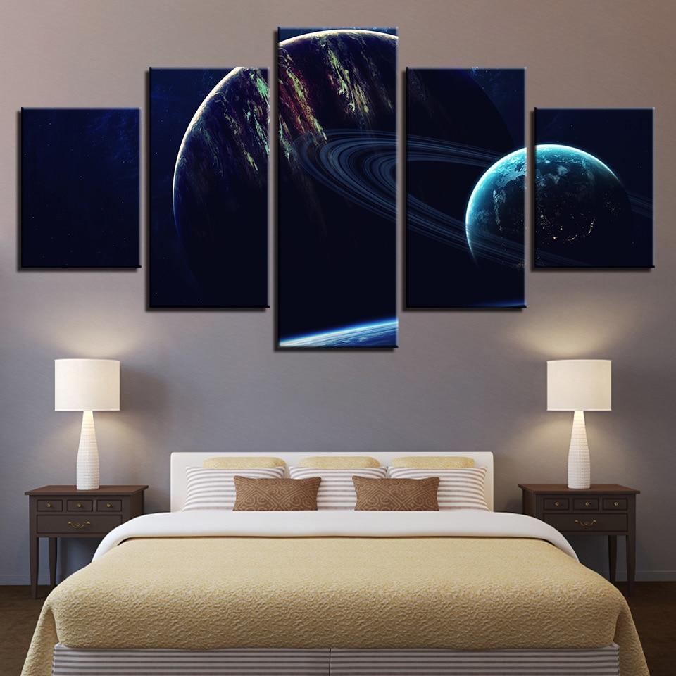 Universe Planets 1 - Space 5 Panel Canvas Art Wall Decor Universe Planets 1 - Space 5 Panel Canvas Art Wall Decor
