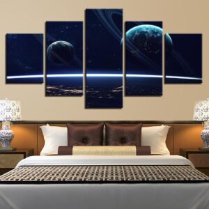 Universe Planets 2 - Space 5 Panel Canvas Art Wall Decor