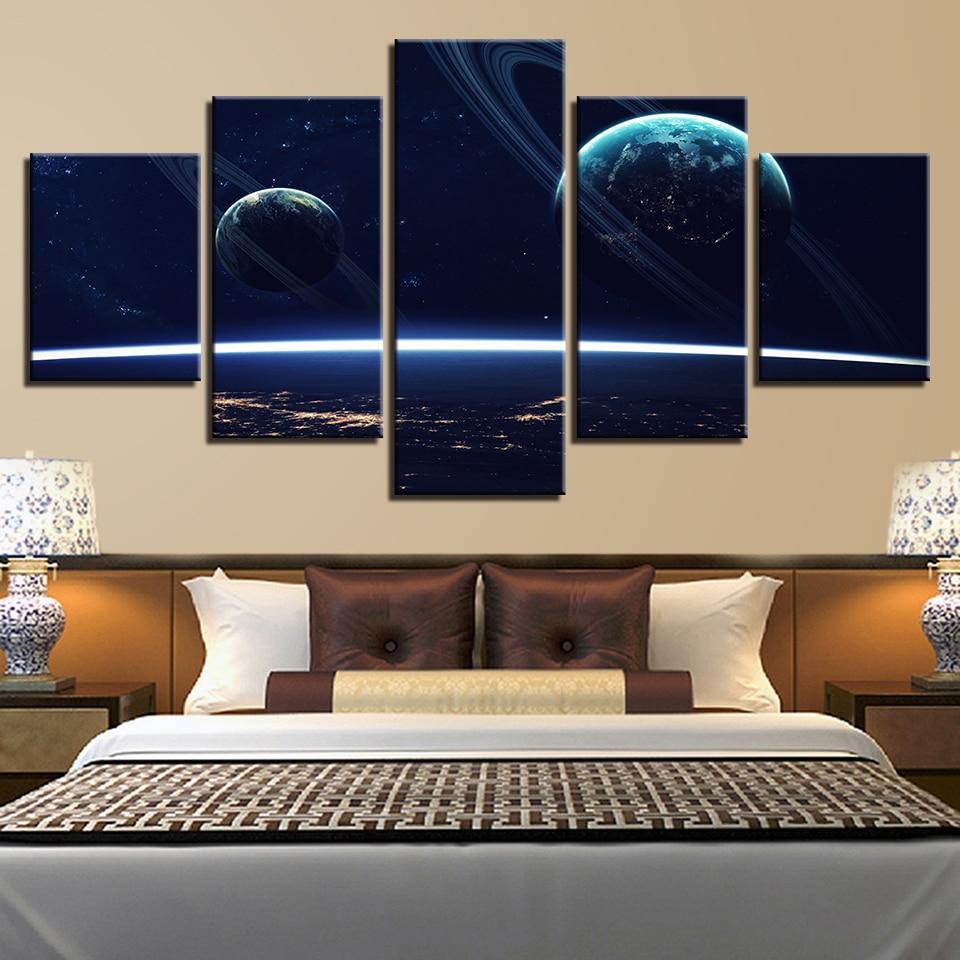 Universe Planets 2 - Space 5 Panel Canvas Art Wall Decor Universe Planets 2 - Space 5 Panel Canvas Art Wall Decor