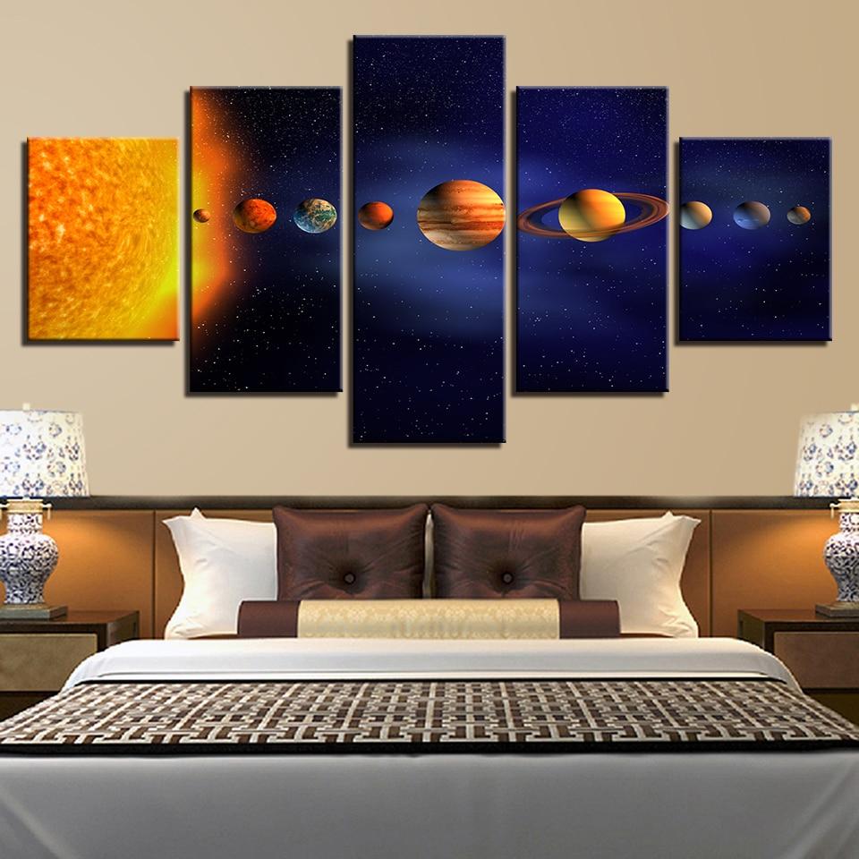Universe Planets 9 - Space 5 Panel Canvas Art Wall Decor Universe Planets 9 - Space 5 Panel Canvas Art Wall Decor