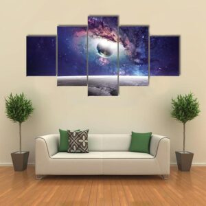 Universe Scene With Planets Stars And Galaxies - Space 5 Panel Canvas Art Wall Decor