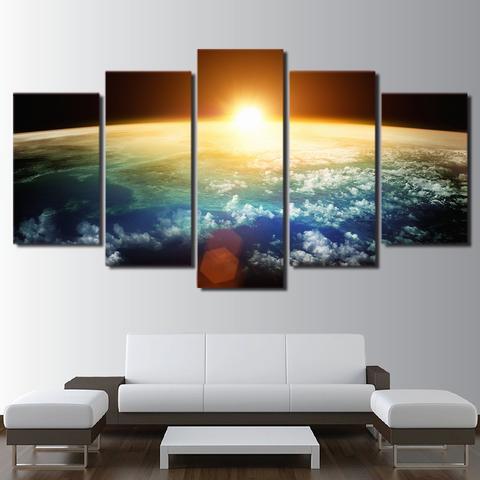 Universe Sunshine Space - Space 5 Panel Canvas Art Wall Decor Universe Sunshine Space - Space 5 Panel Canvas Art Wall Decor