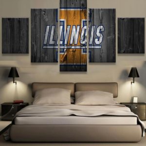 University Of Illinois Sport Team Logo - Sport 5 Panel Canvas Art Wall Decor