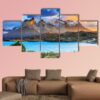 Unrise At The Pehoe Lake - Natrure 5 Panel Canvas Art Wall Decor
