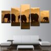 Unset Steppe Elephant - Animal 5 Panel Canvas Art Wall Decor