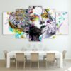 Urban Princess Modern Psychedelic Graffiti - Abstract 5 Panel Canvas Art Wall Decor