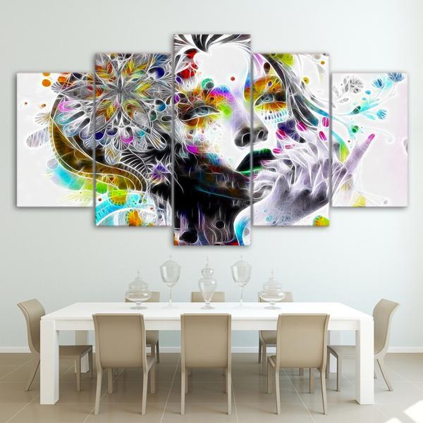 Urban Princess Modern Psychedelic Graffiti - Abstract 5 Panel Canvas Art Wall Decor Urban Princess Modern Psychedelic Graffiti - Abstract 5 Panel Canvas Art Wall Decor
