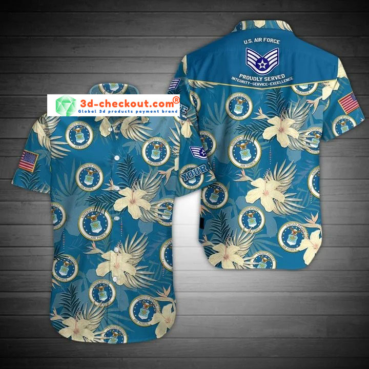 Us Air Force Proudly Served Custom Name Hawaiian Shirt Us Air Force Proudly Served Custom Name Hawaiian Shirt