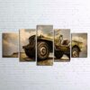 Us Army 209 Military Classic Jeep Car - Automative 5 Panel Canvas Art Wall Decor