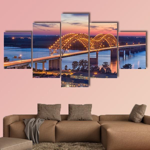 Usa At Hernando De Soto Bridge - Nature 5 Panel Canvas Art Wall Decor Usa At Hernando De Soto Bridge - Nature 5 Panel Canvas Art Wall Decor