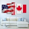 Usa Canada Flag - Abstract 5 Panel Canvas Art Wall Decor